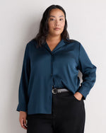 Washable Stretch Silk Notch Collar Blouse - US 6002