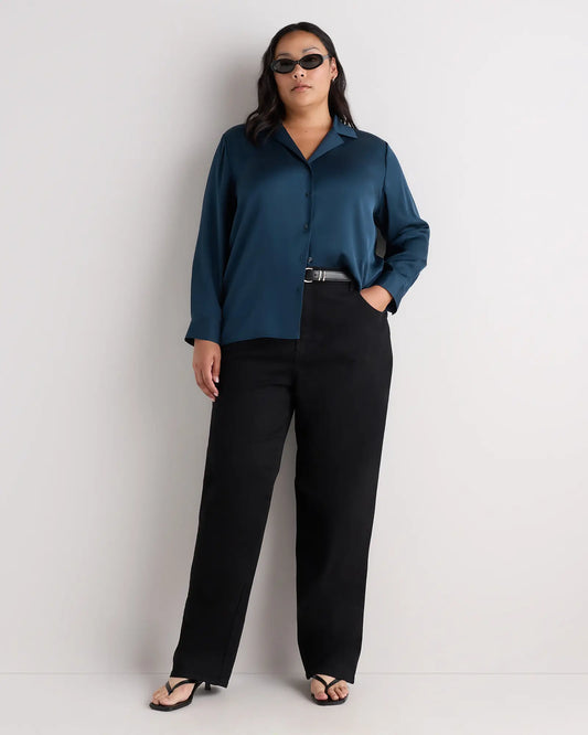 Washable Stretch Silk Notch Collar Blouse - US 6002