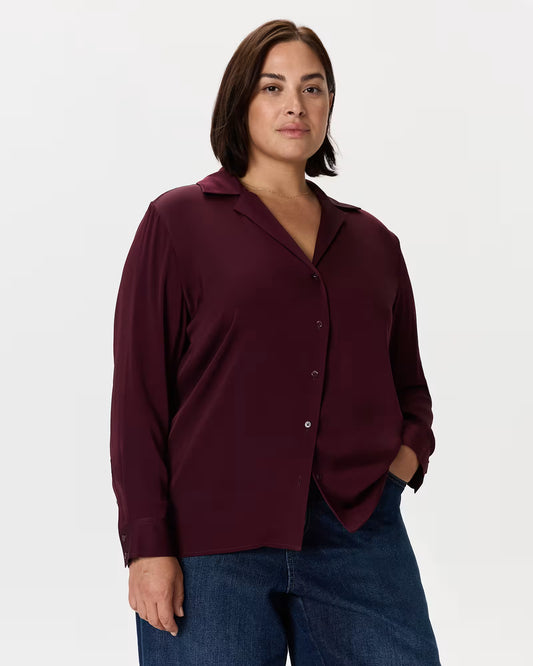 Washable Stretch Silk Notch Collar Blouse - US 0628