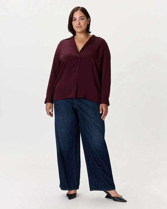 Washable Stretch Silk Notch Collar Blouse - US 0628