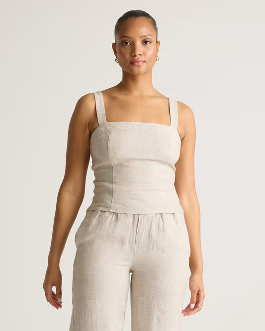 100% European Linen Fitted Tank - US 3453