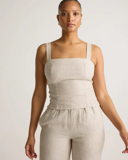 100% European Linen Fitted Tank - US 3453