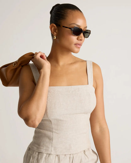 100% European Linen Fitted Tank - US 3453
