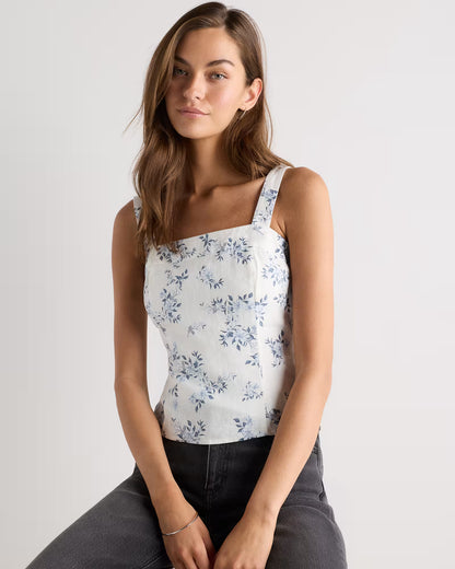 100% European Linen Fitted Tank - US 4089