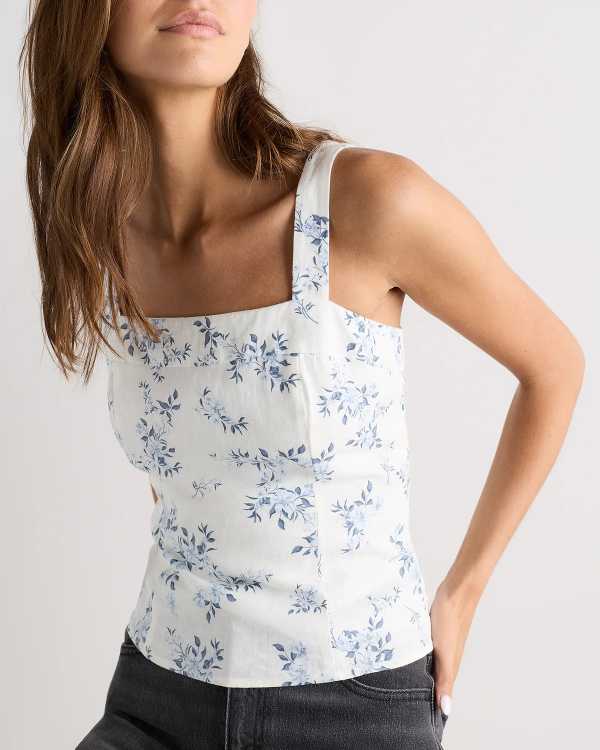 100% European Linen Fitted Tank - US 4089
