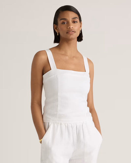 100% European Linen Fitted Tank - US 6696