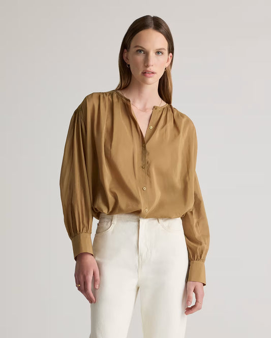 Cotton-Silk Voile Blouson Blouse - US 5570