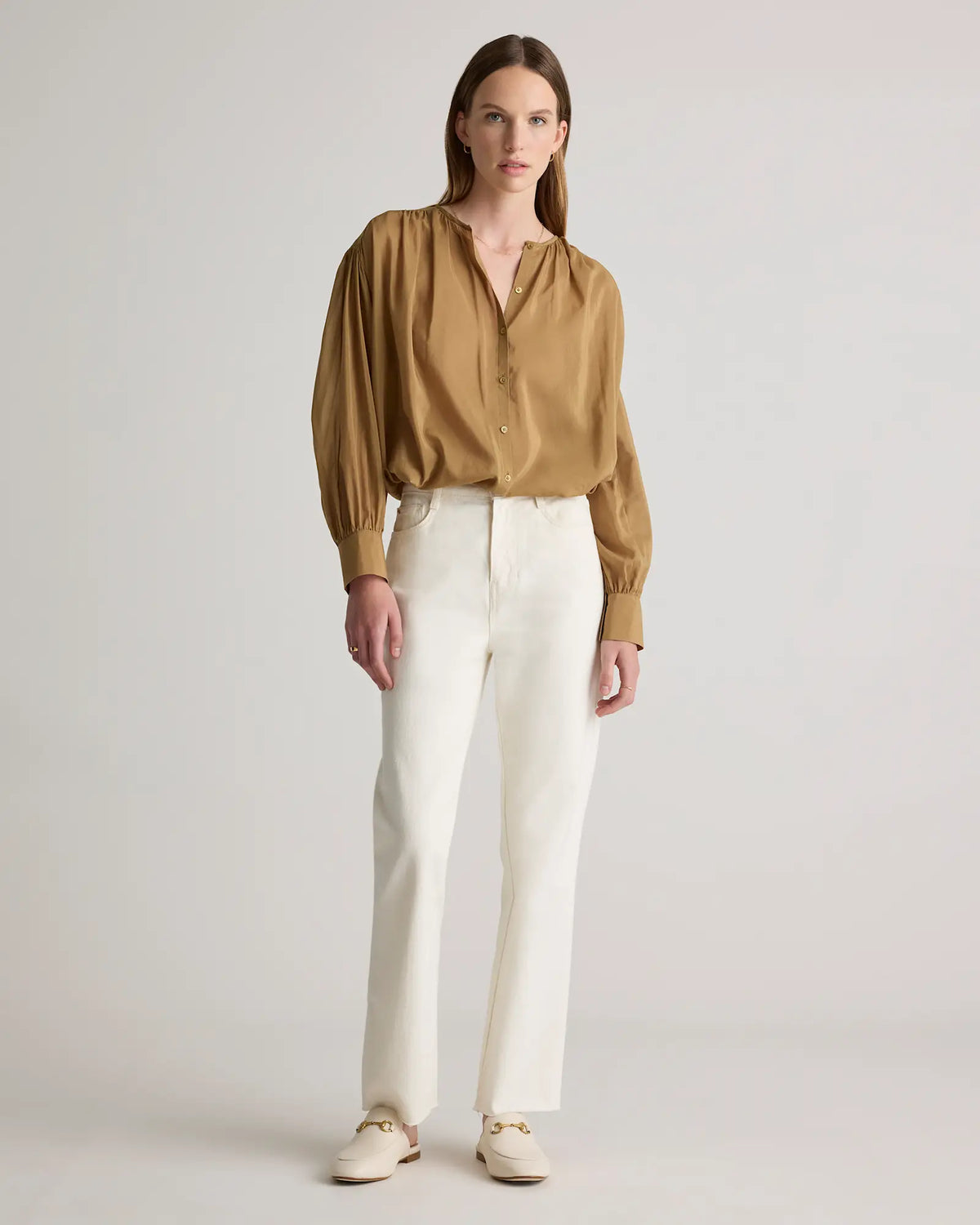 Cotton-Silk Voile Blouson Blouse - US 5570