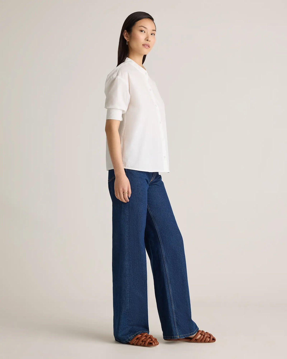 100% Organic Cotton Poplin Puff Sleeve Shirt - US 7863