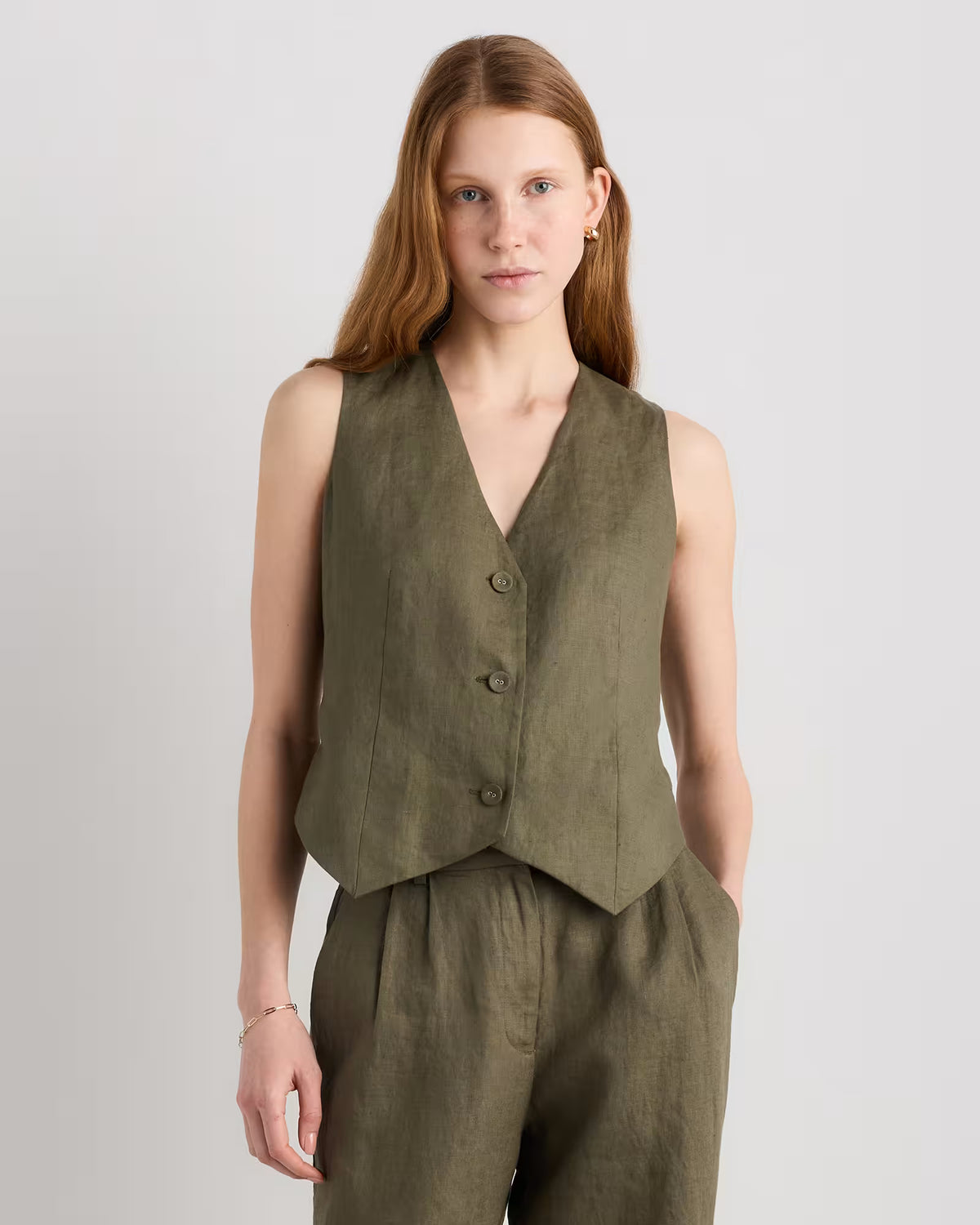 100% European Linen Vest - US 6153