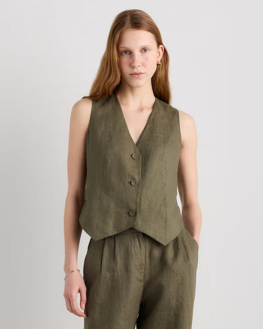100% European Linen Vest - US 6153