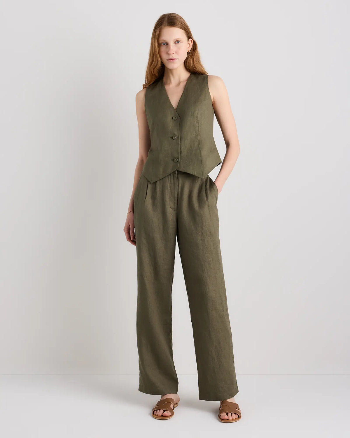 100% European Linen Vest - US 6153