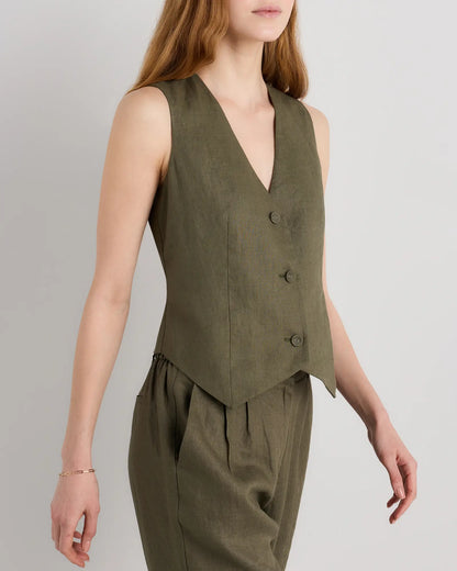 100% European Linen Vest - US 6153