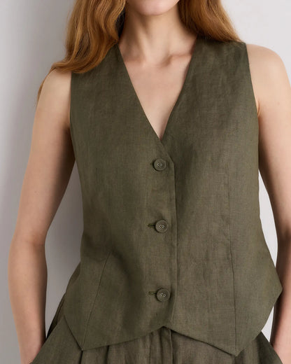 100% European Linen Vest - US 6153