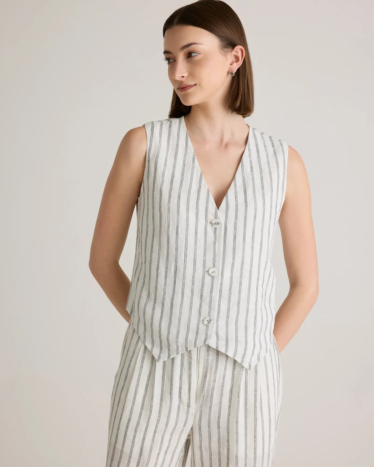 100% European Linen Vest - US 4873