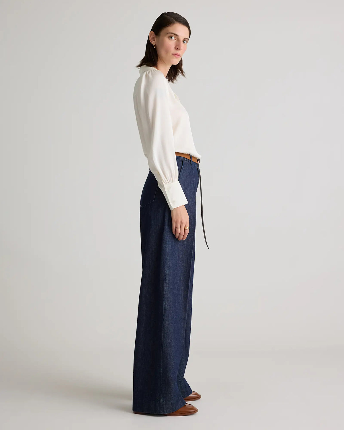 Washable Stretch Silk Split Neck Blouse - US 5520