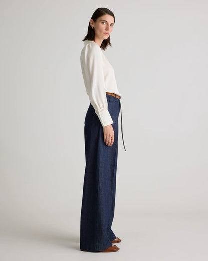 Washable Stretch Silk Split Neck Blouse - US 5520