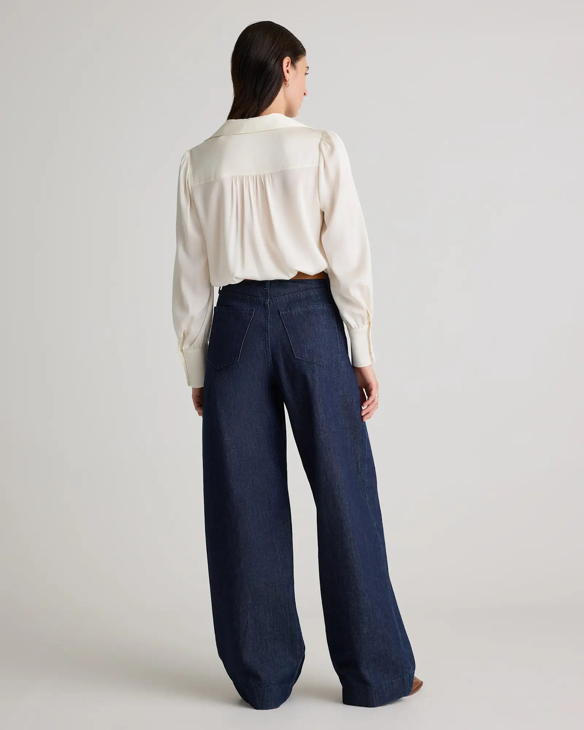 Washable Stretch Silk Split Neck Blouse - US 5520