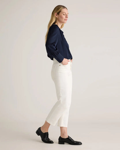 Washable Stretch Silk Split Neck Blouse - US 0335