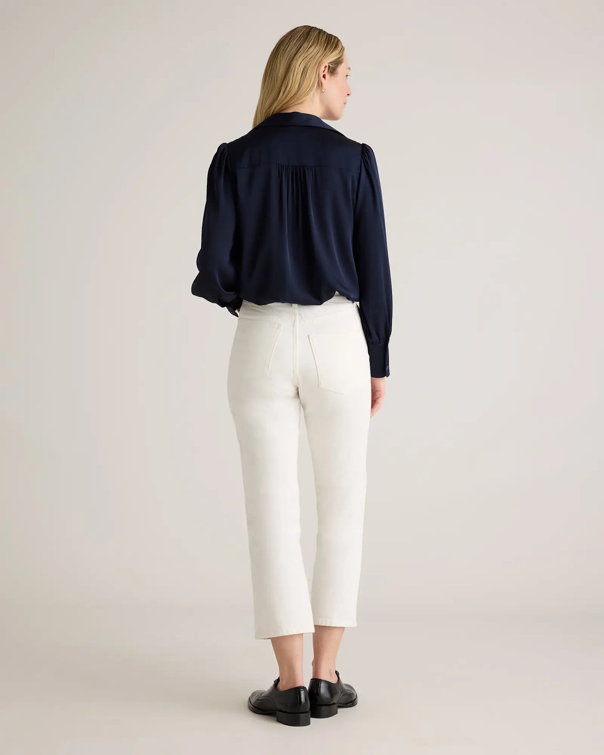 Washable Stretch Silk Split Neck Blouse - US 0335