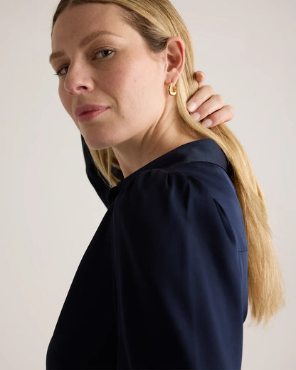 Washable Stretch Silk Split Neck Blouse - US 0335