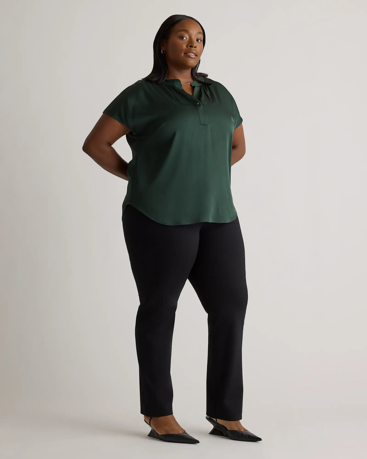 Washable Stretch Silk Dolman Sleeve Blouse - US 8479