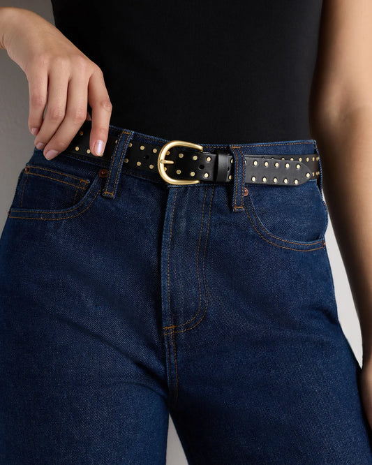 Ellie European Leather Flat Stud Belt - US 8125