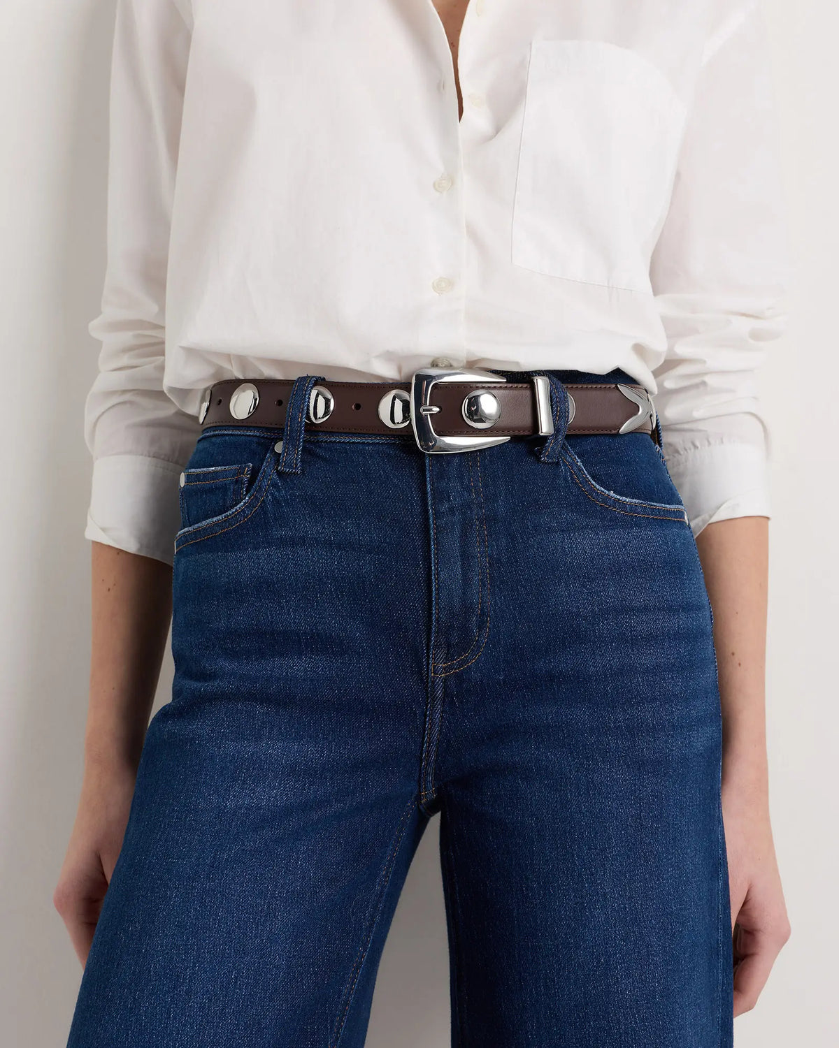 Alyssa European Leather Studded Belt - US 8787