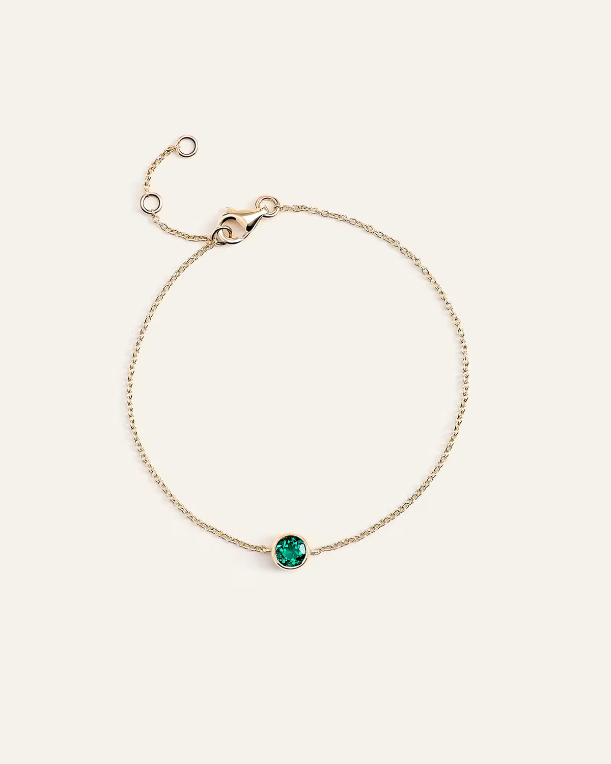 14K Gold Birthstone Solitaire Bezel Bracelet - US 3747
