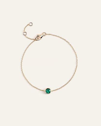 14K Gold Birthstone Solitaire Bezel Bracelet - US 3747