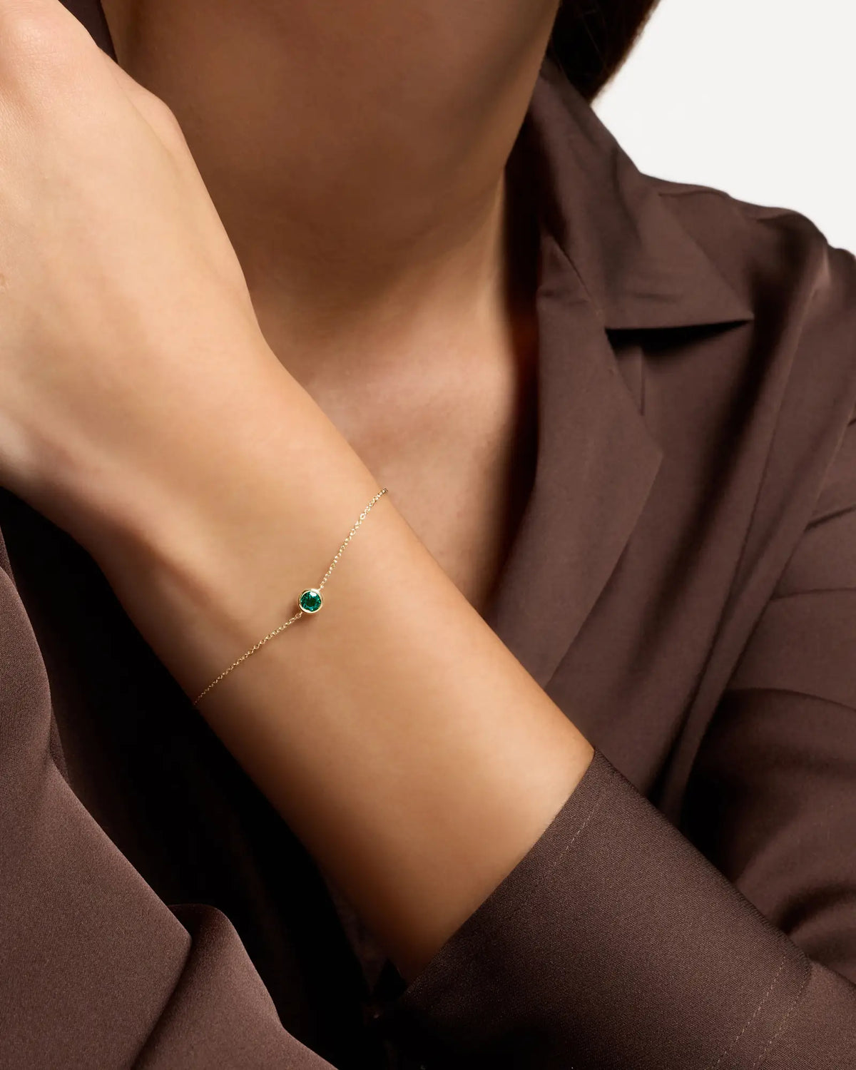 14K Gold Birthstone Solitaire Bezel Bracelet - US 3747