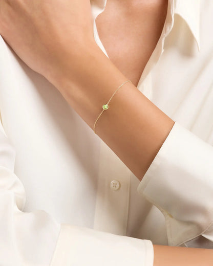 14K Gold Birthstone Solitaire Bezel Bracelet - US 8311