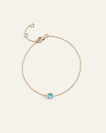 14K Gold Birthstone Solitaire Bezel Bracelet - US 6358