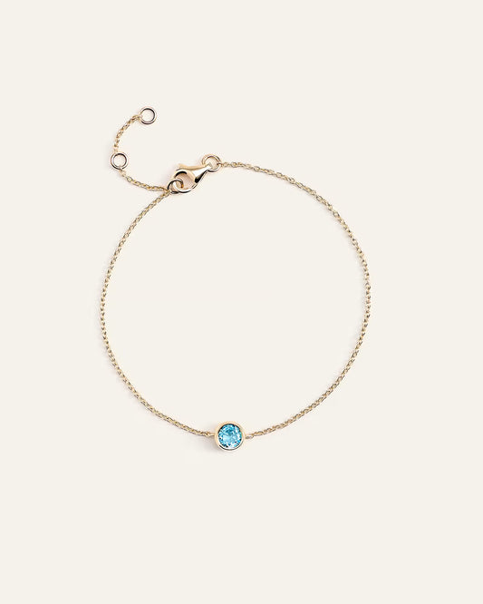 14K Gold Birthstone Solitaire Bezel Bracelet - US 6358