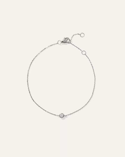 14K Gold Diamond Solitaire Bezel Bracelet - US 1319