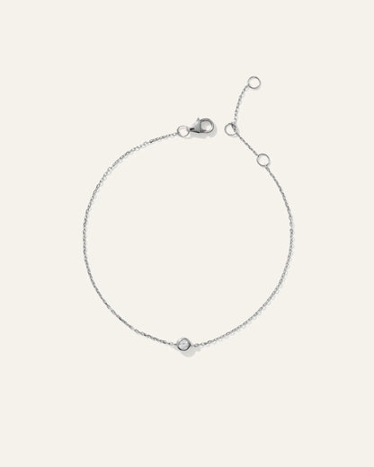 14K Gold Diamond Solitaire Bezel Bracelet - US 1319