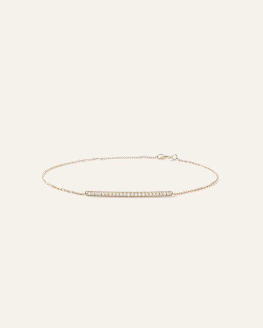 14K Gold Pave Diamond Bar Bracelet - US 7408