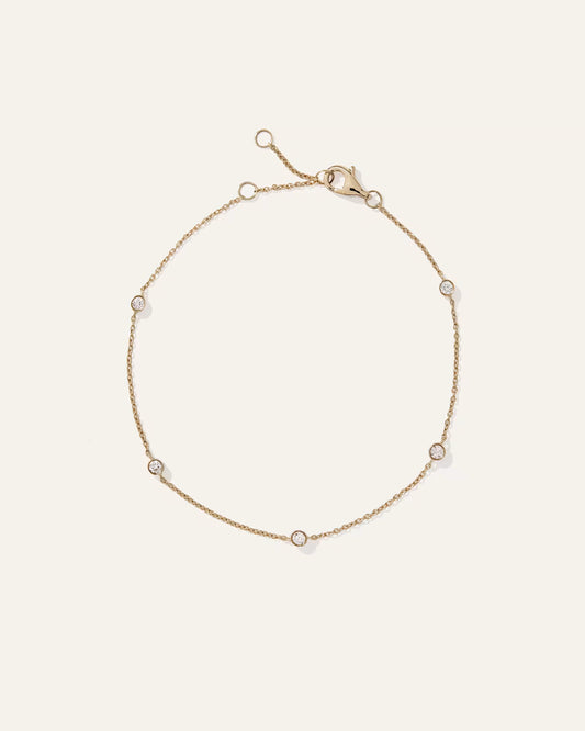14K Gold Diamond Bezel Station Bracelet - US 9511