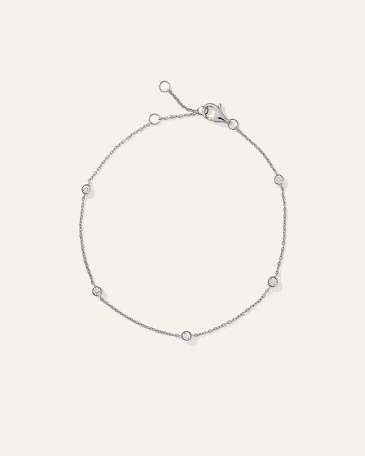 14K Gold Diamond Bezel Station Bracelet - US 6486