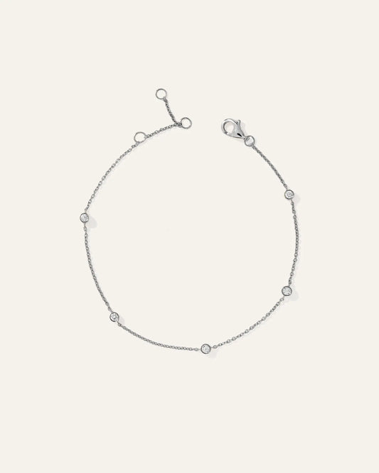 14K Gold Diamond Bezel Station Bracelet - US 6486