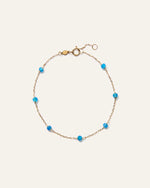 14K Gold Gemstone Station Stackable Bracelet - US 2442