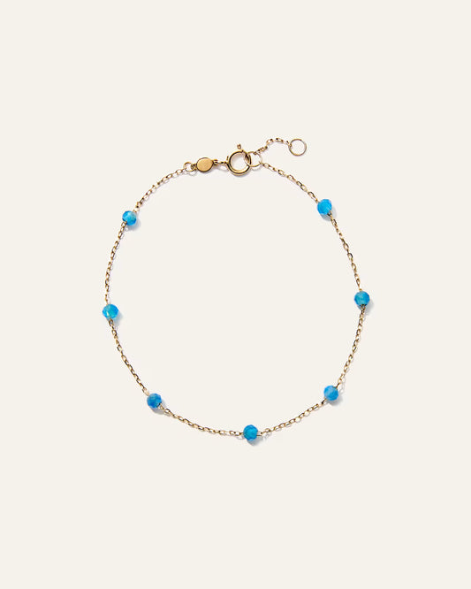 14K Gold Gemstone Station Stackable Bracelet - US 2442