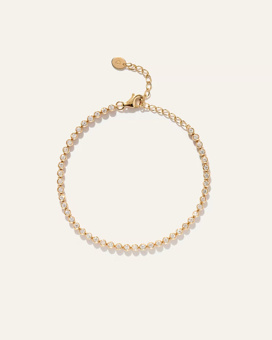 14K Gold Diamond Petite Bezel Tennis Bracelet - 1ctw - US 2390