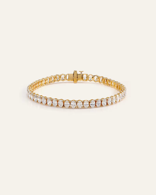 14K Gold Lab Grown Diamond North-South Oval Tennis Bracelet - 10ctw - US 5622