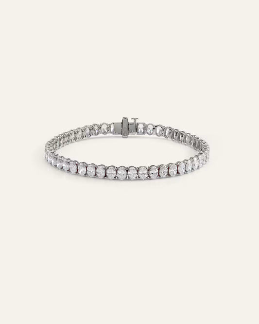 14K Gold Lab Grown Diamond North-South Oval Tennis Bracelet - 10ctw - US 7717