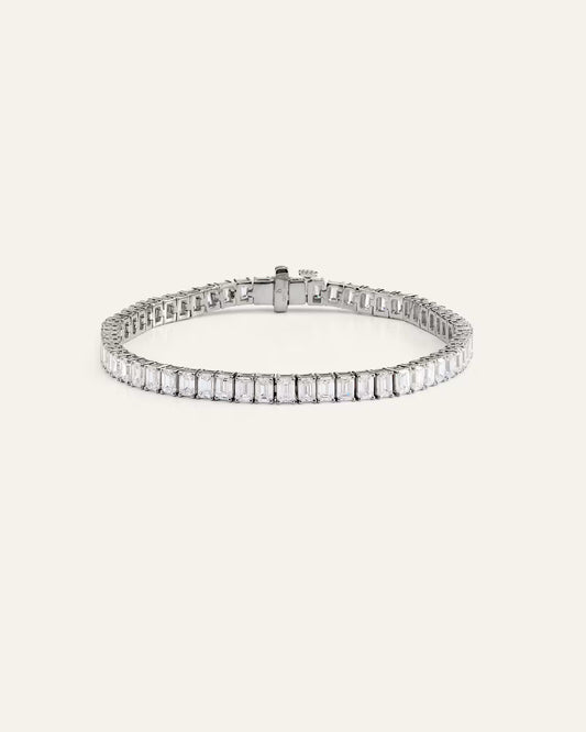 14K Gold Lab Grown Diamond North-South Emerald Tennis Bracelet - 10ctw - US 6016