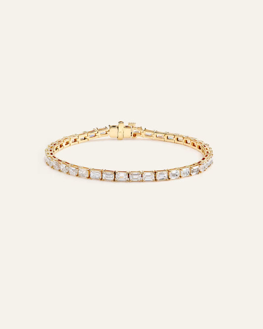14K Gold Lab Grown Diamond East-West Emerald Tennis Bracelet - 10ctw - US 7500