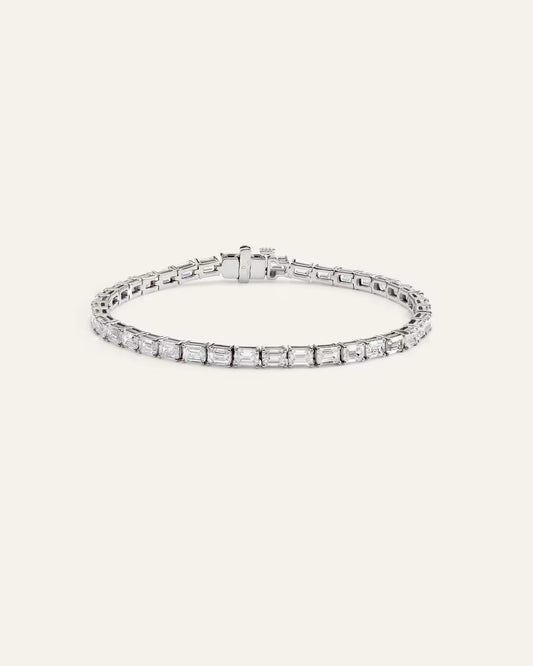 14K Gold Lab Grown Diamond East-West Emerald Tennis Bracelet - 10ctw - US 0642
