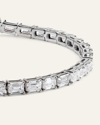 14K Gold Lab Grown Diamond East-West Emerald Tennis Bracelet - 10ctw - US 0642