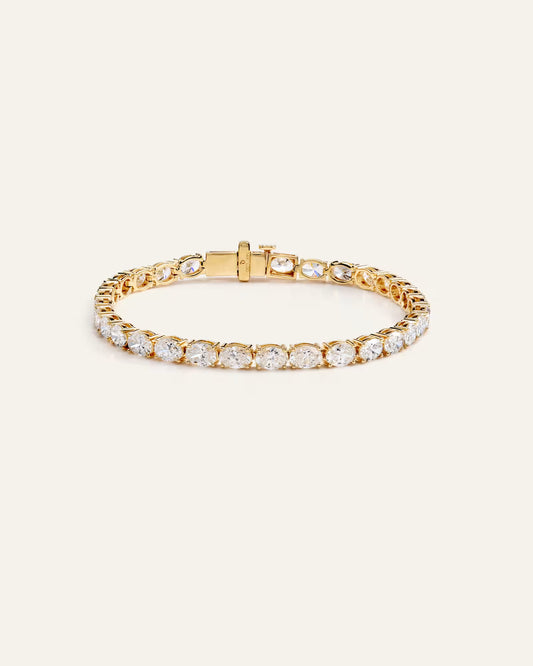 14K Gold Lab Grown Diamond East-West Oval Tennis Bracelet - 10ctw - US 7388
